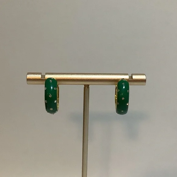 Gorjana Noel Emerald Huggie Hoop Earrings New - Picture 3 of 7